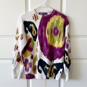 Ralph Lauren Collection Ikat Printed Cotton Crewneck Sweater Size Medium